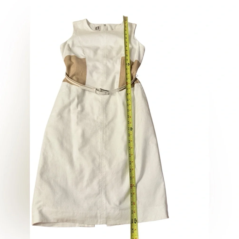 Anne Klein Cream and Tan Sheath Dress w/Belt  Size 2 - Picture 13 of 13